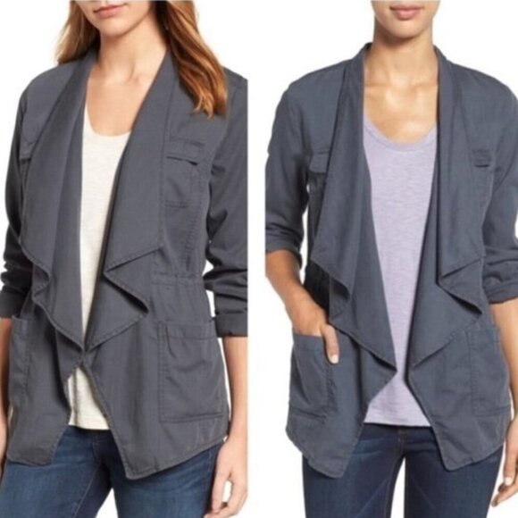 Caslon Grey Draped Utility Jacket - Size M - Picture 1 of 8